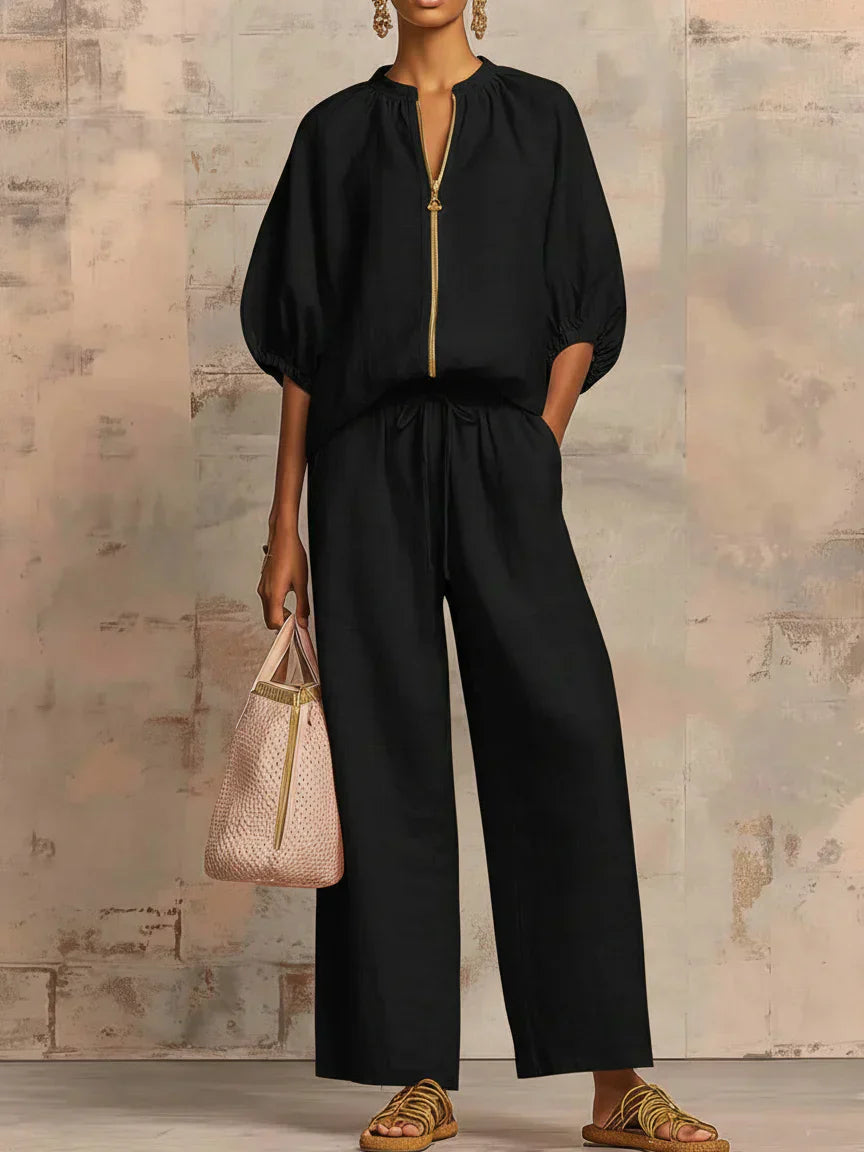 Henrietta | Zweiteiliges Outfit mit Bluse und lockerer Hose