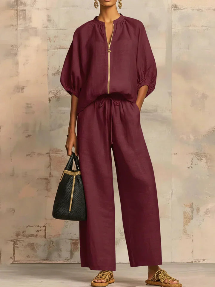 Henrietta | Zweiteiliges Outfit mit Bluse und lockerer Hose