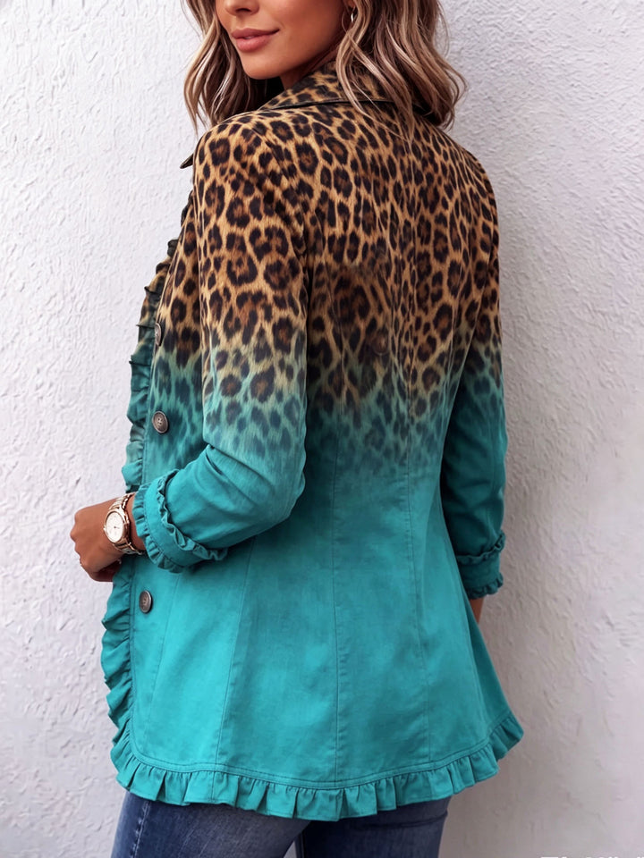 Dominique | Leopard Ombre Rüschen Blazer Jacke
