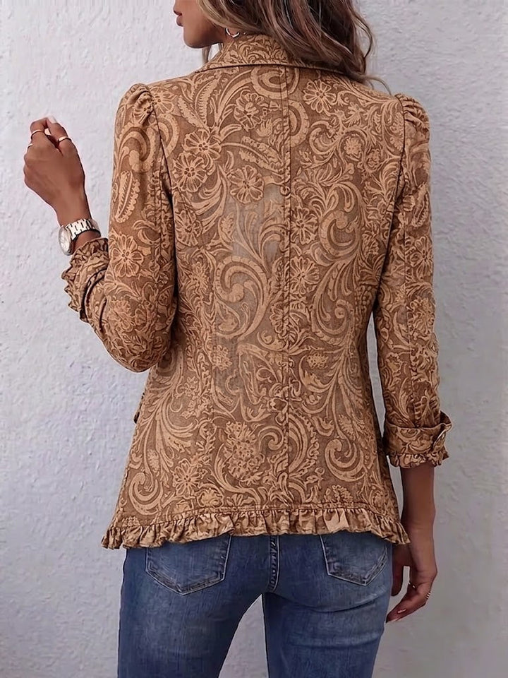 Suzanne | Vintage Bohemian Blumen Druck Plissierte Jacke