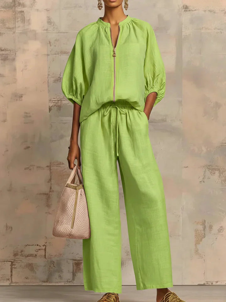 Henrietta | Zweiteiliges Outfit mit Bluse und lockerer Hose