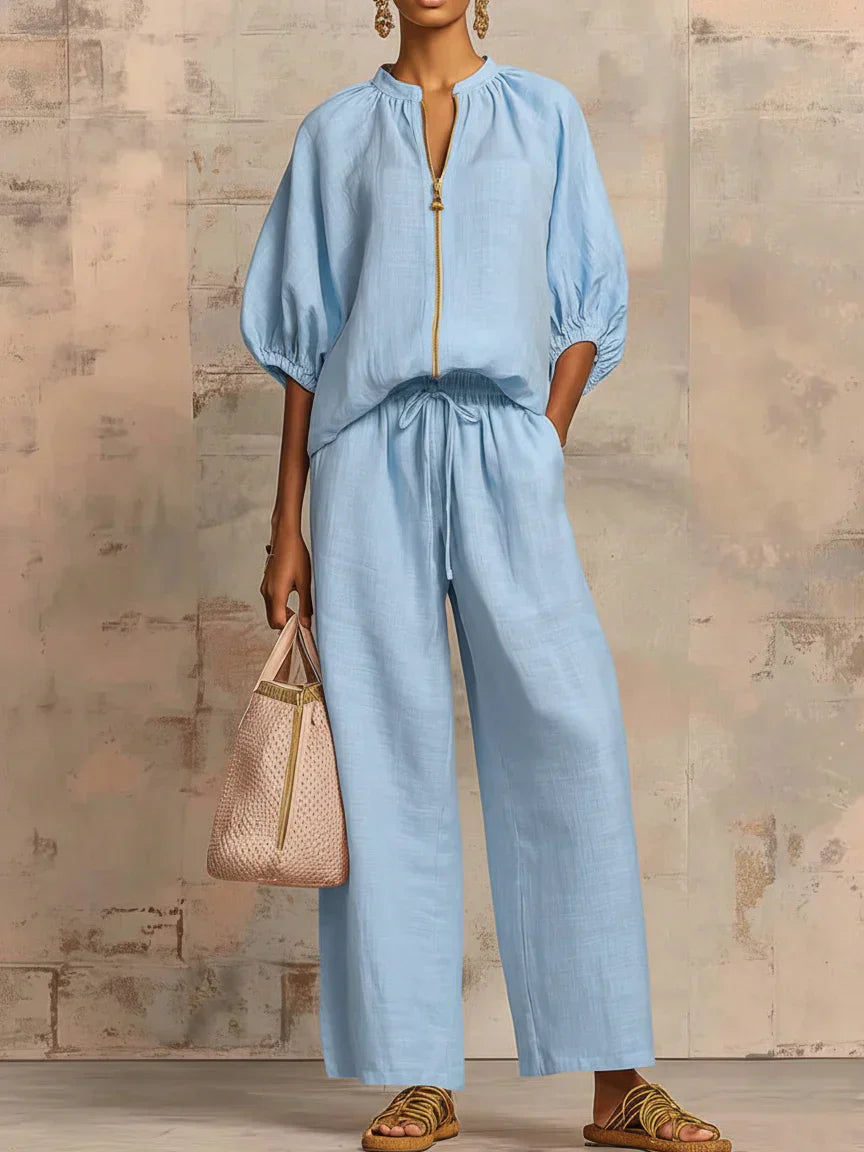 Henrietta | Zweiteiliges Outfit mit Bluse und lockerer Hose