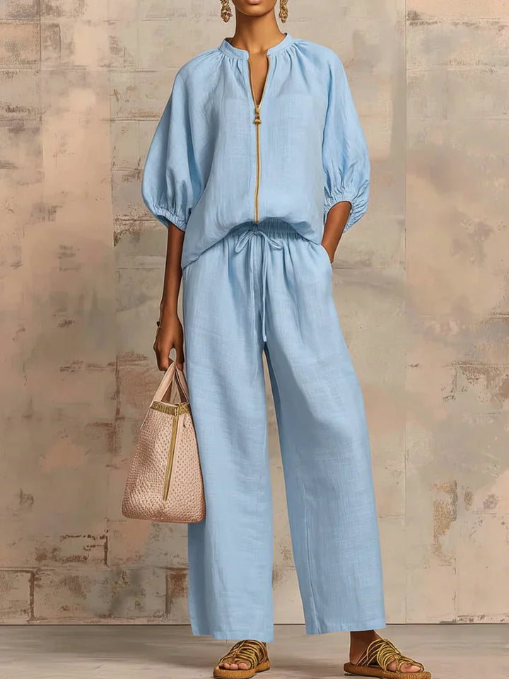 Henrietta | Zweiteiliges Outfit mit Bluse und lockerer Hose