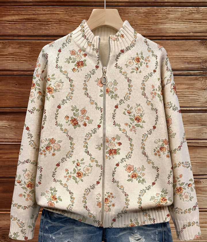 Danielle - Zarte Blumenranken Creme Druck