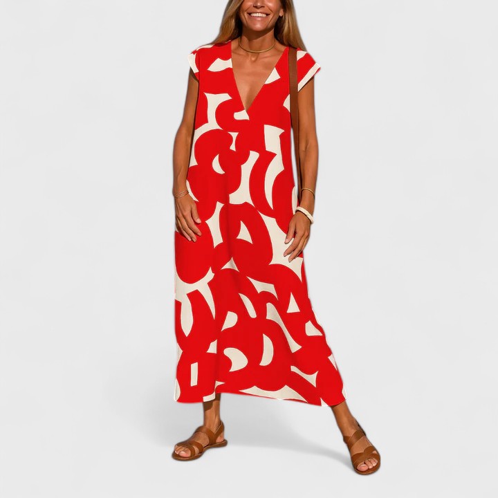Lotte | V-Ausschnitt Schwebendes Kleid