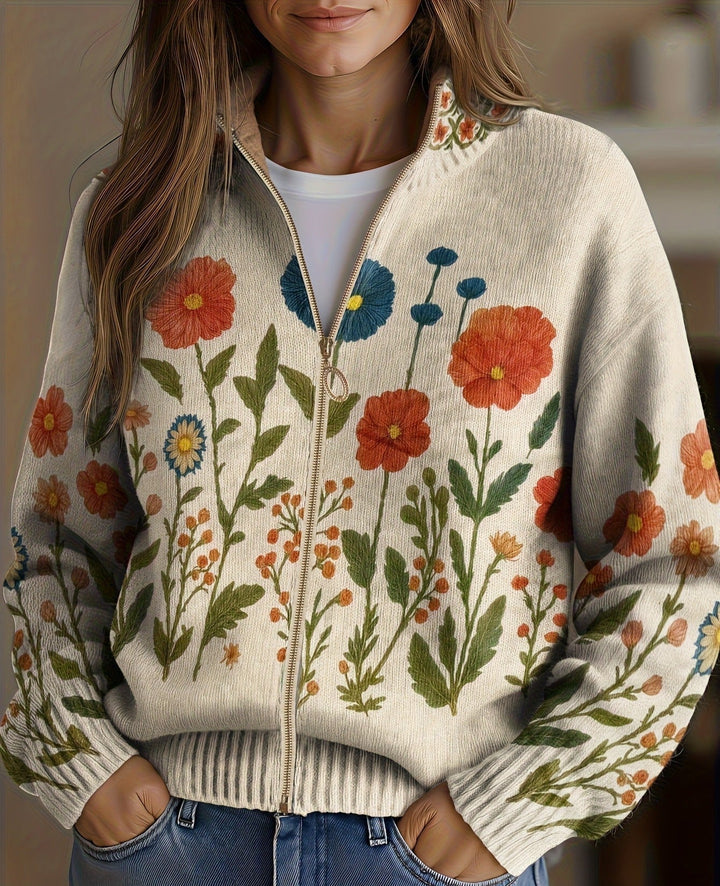 Brianna - Wildblumenwiese Zip-Kardigan